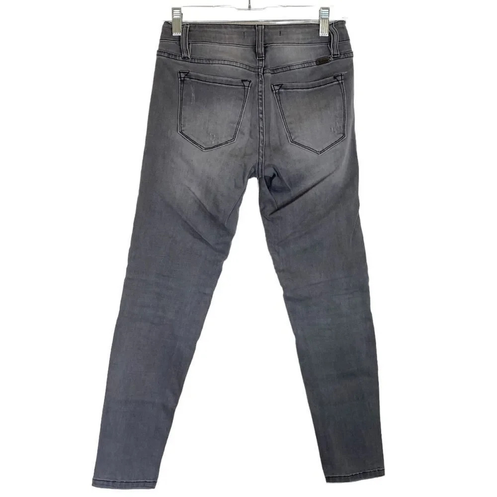 KANCAN Jeans Low Rise Moto Skinny Distressed Gray KC8201GR Size 1 / 24W - Picture 2 of 8